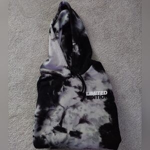 "Limited Edition" black and white tie dye hoodie